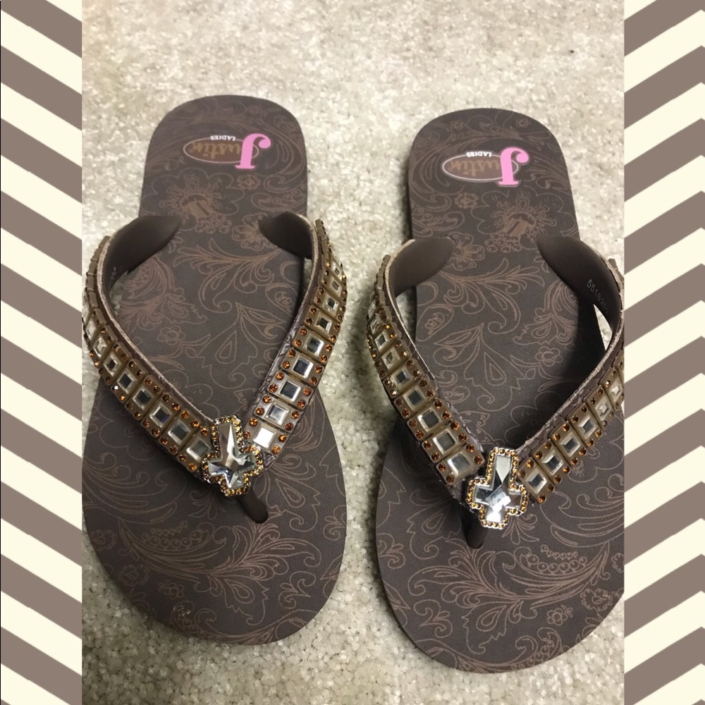 Justin ladies cross flip flops